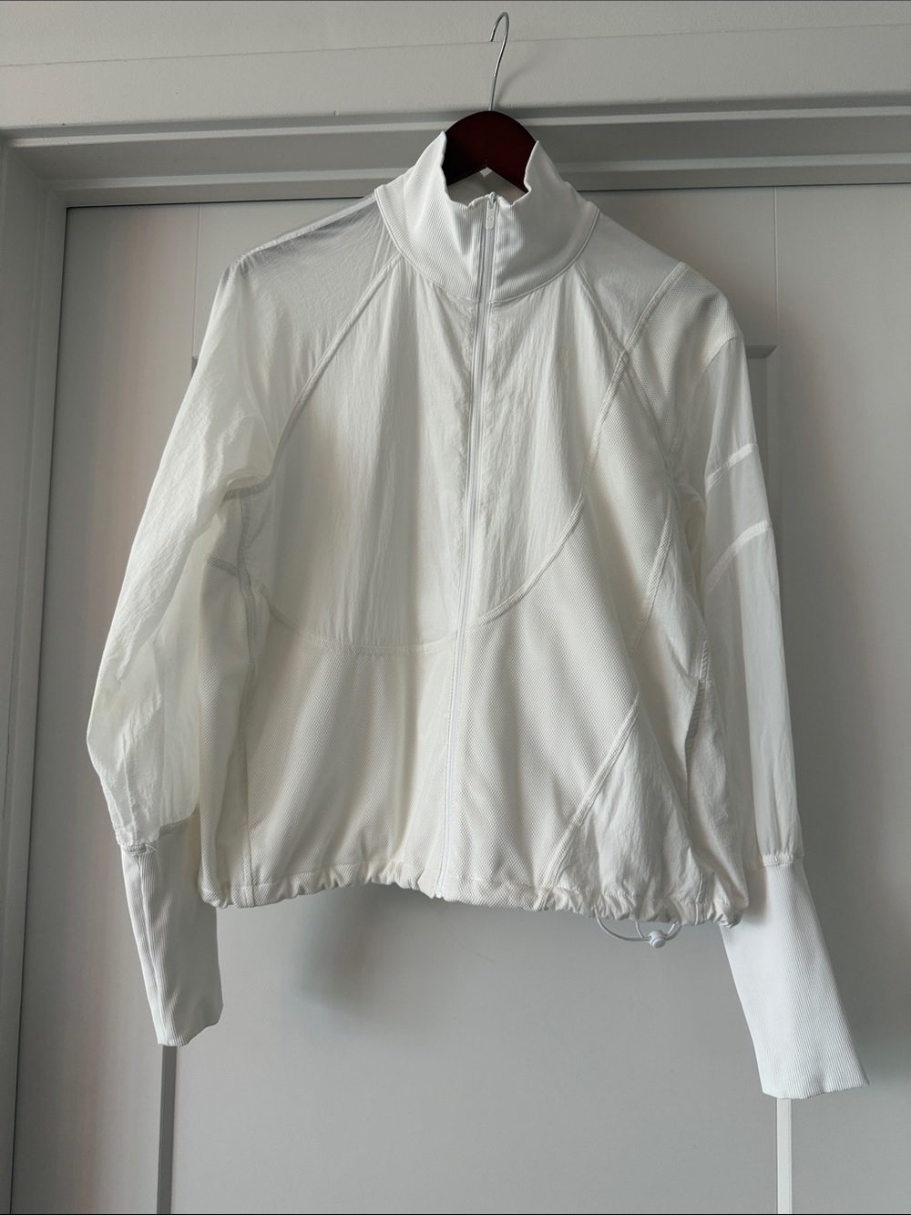 Cropped White Zip-Front Lightweight Semi-Sheer Lululemon Jacket
